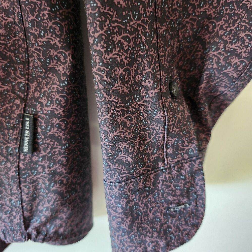 Kenneth Cole Reaction Men's Slim Fit Long Sleeve Purple Multi Pattern Shirt M - Picture 5 of 12